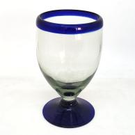  / Cobalt Blue Rim 12 oz Short Stem Wine Glasses 